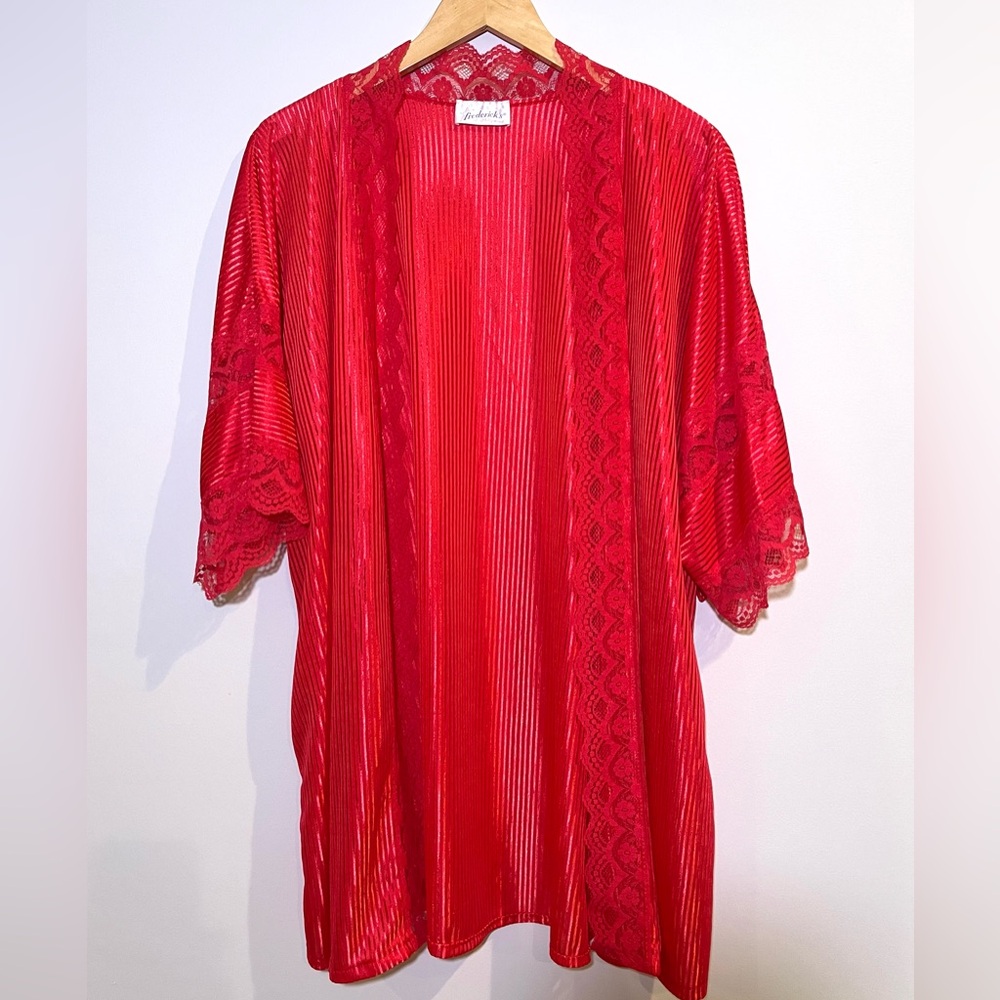 Vintage 80s red silk lingerie kimono